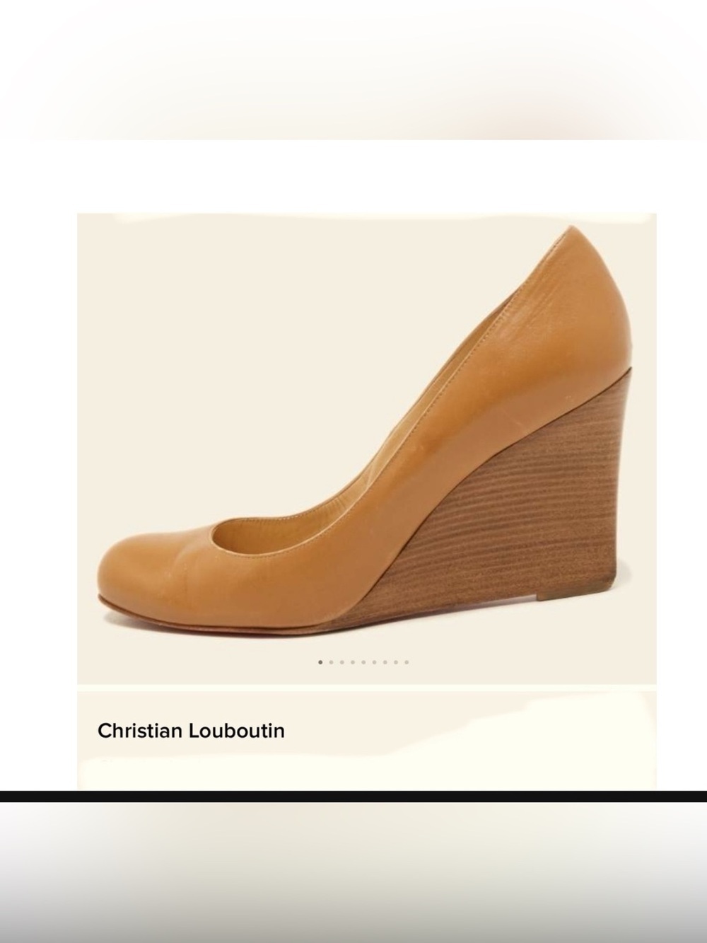Christian Louboutin Ron Ron Zeppa Carmel Nude leather Wood stacked Wedges 39